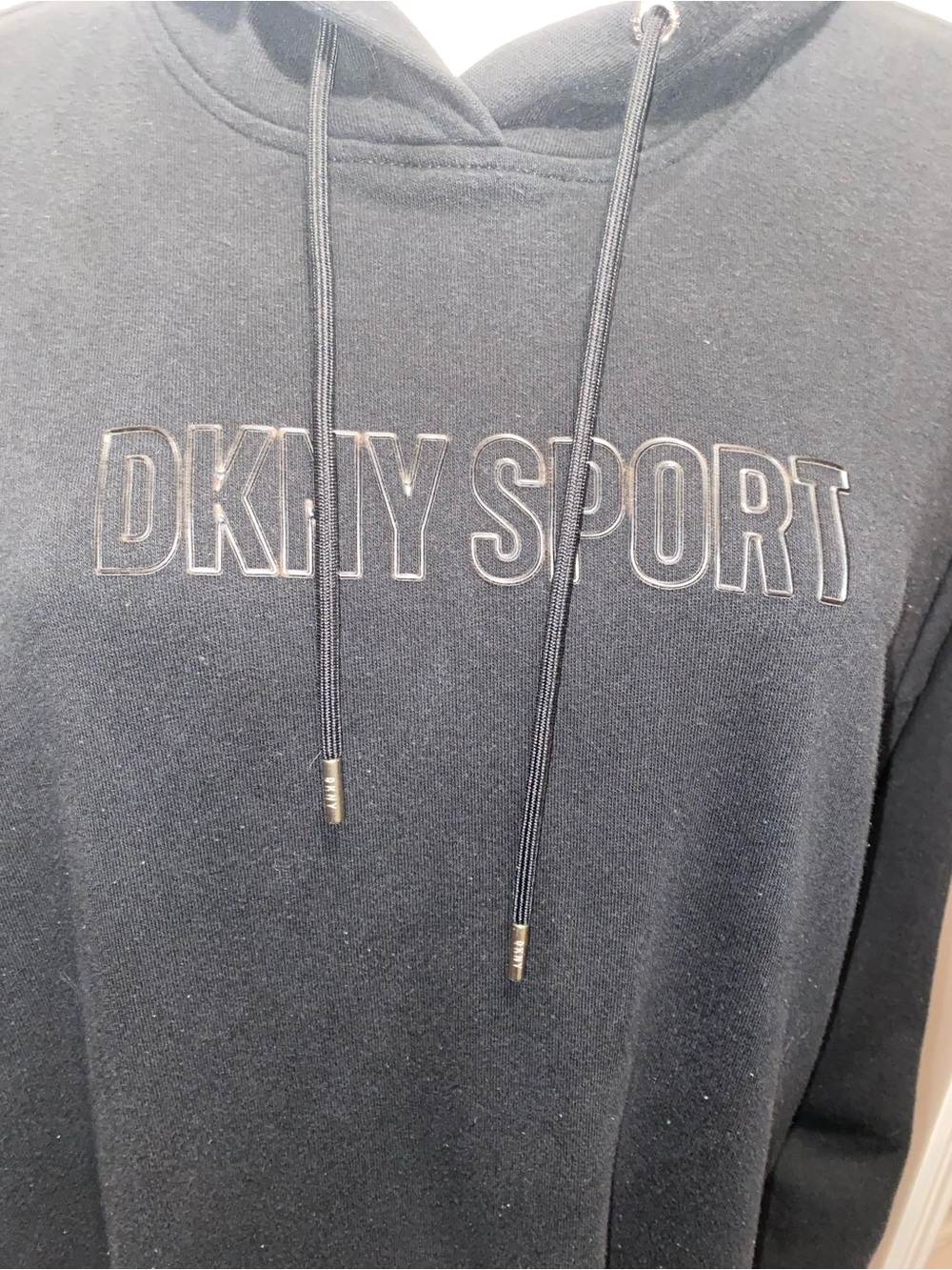 DKNY Black Crewneck Hoodie with Embroidered Logo